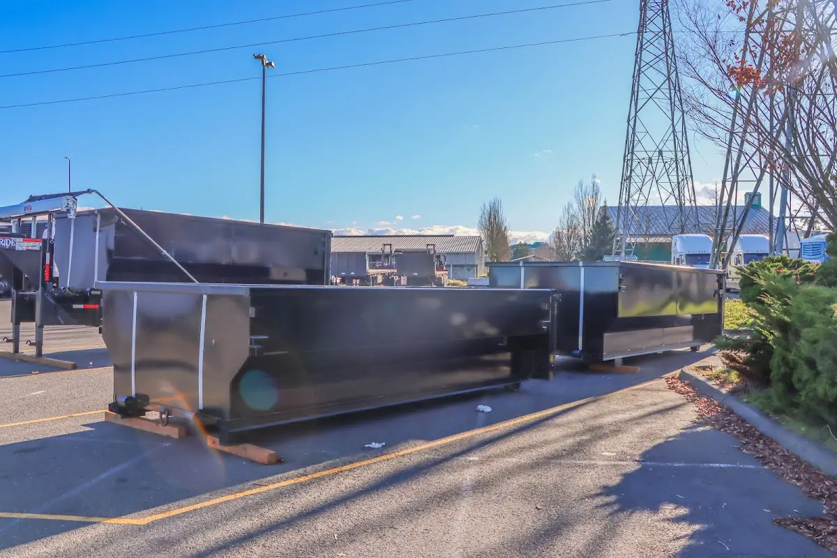Roll-off dumpster ready for waste disposal at job site for 15 Yard Dumpster Rental in Westchester